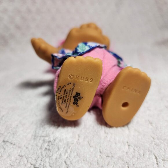 Vintage Troll Girl Summer floral outfit pink pants and PINK hair - Picture 3 of 3